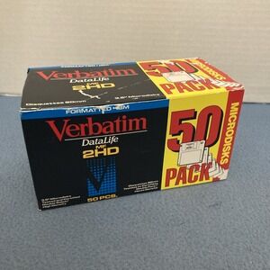 VTG Verbatim DataLife MF-2HD IBM Formatted 3.5" Floppy Disks - 50 Pack